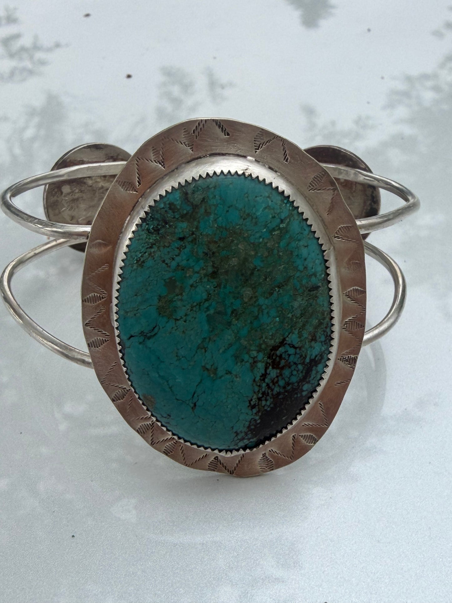 Hubei Turquoise & Buffalo Nickel Sterling Silver Cuff