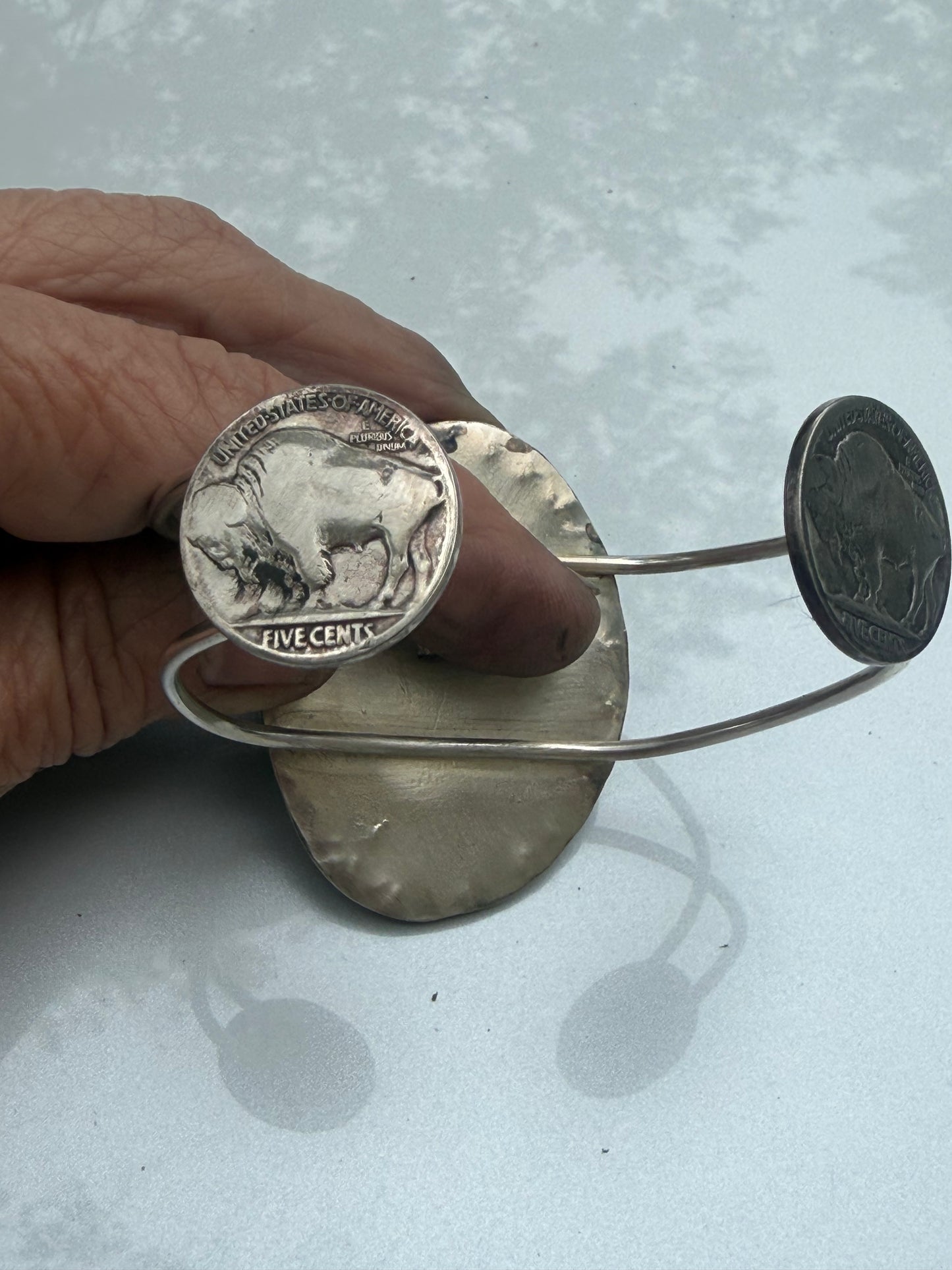 Hubei Turquoise & Buffalo Nickel Sterling Silver Cuff