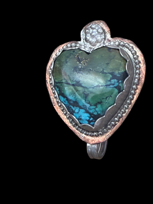 Sterling Silver & polychrome Turquoise heart Hat Brim Clip (Copy)