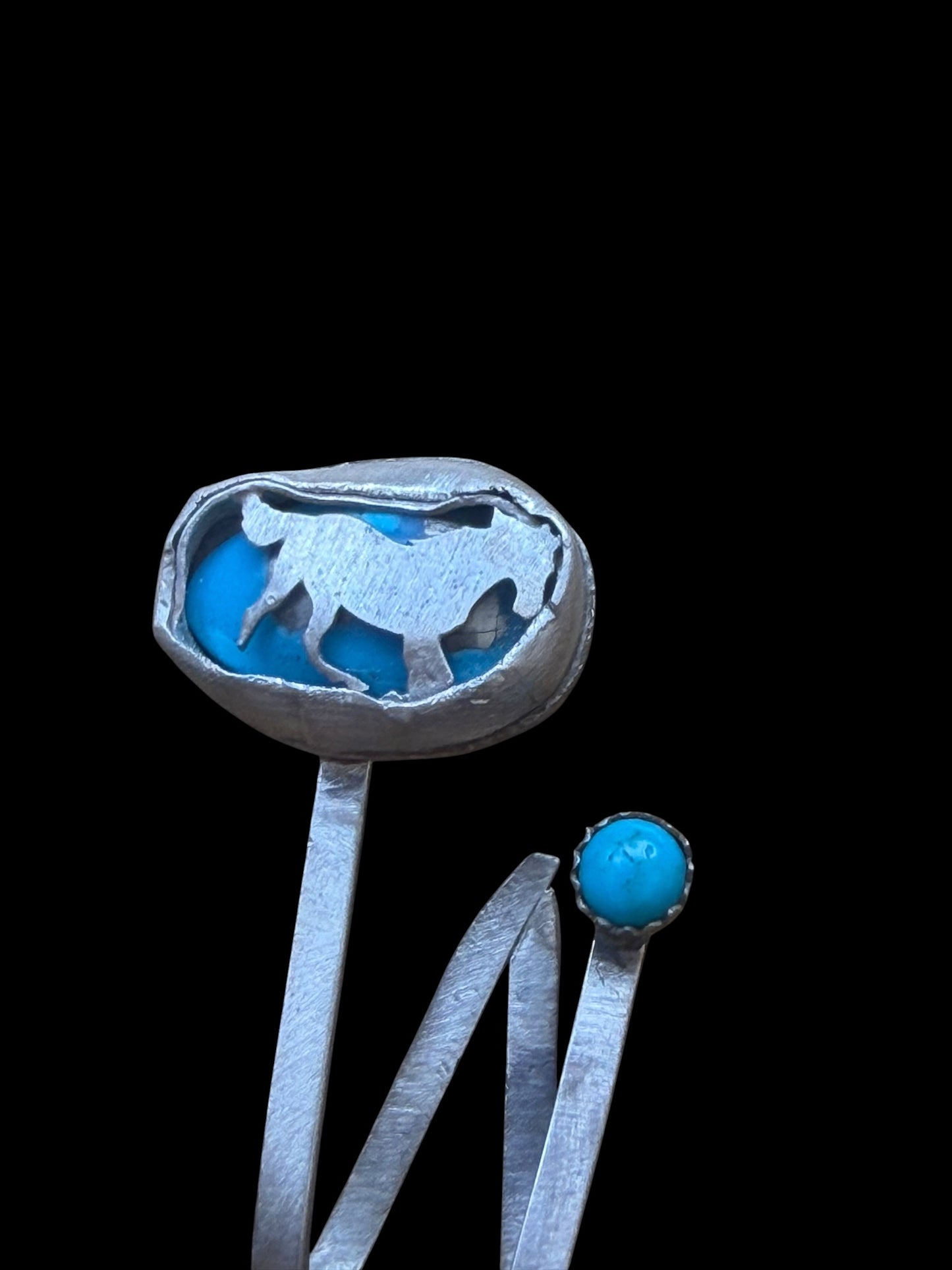 Sterling Silver & Kingman Turquoise horse Hat Brim Clip