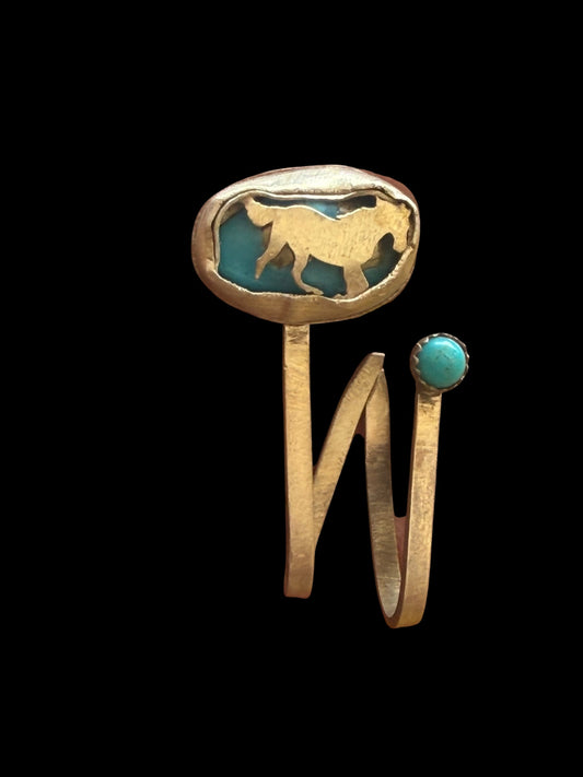 Sterling Silver & Kingman Turquoise horse Hat Brim Clip