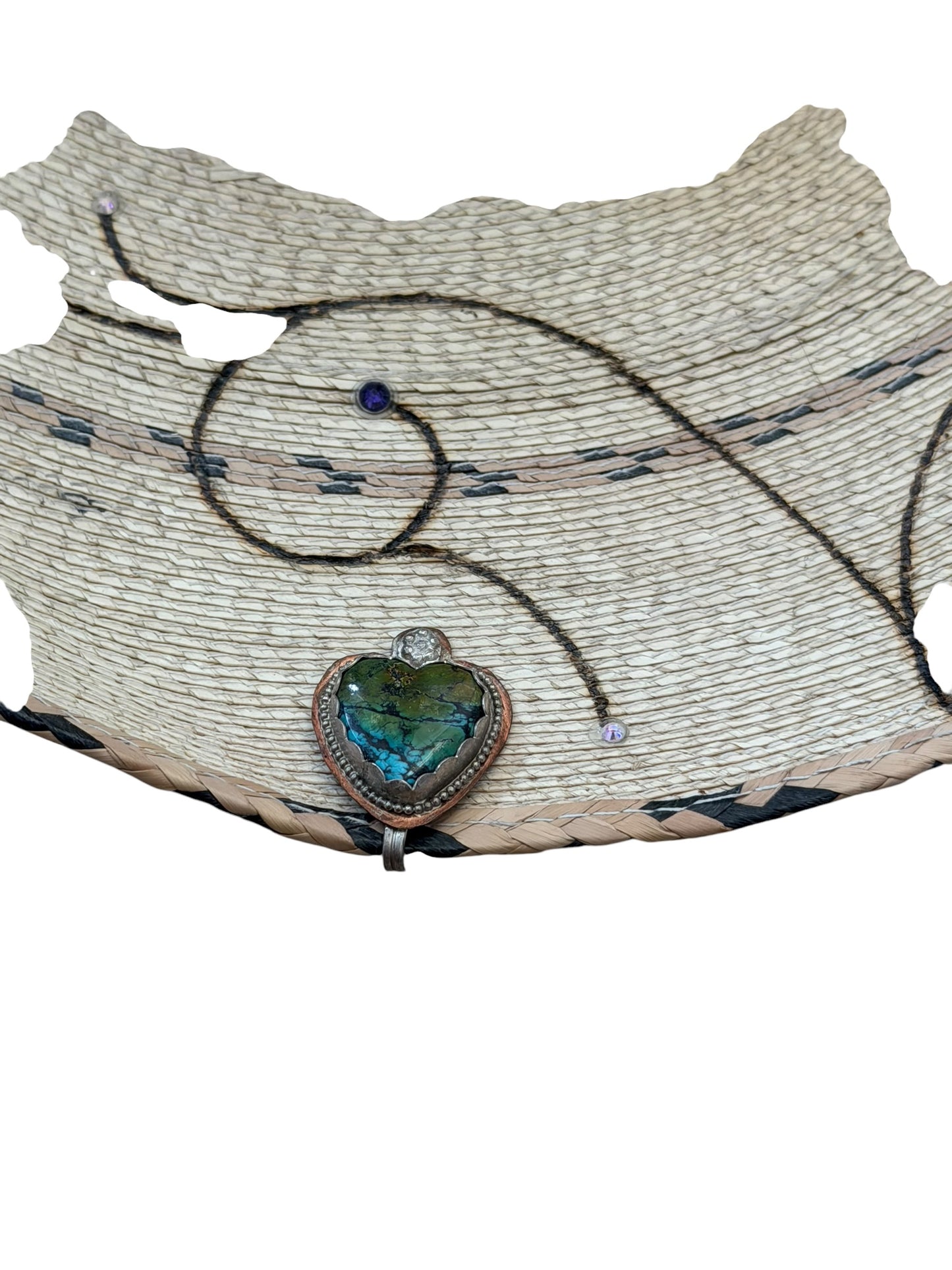 Sterling Silver & polychrome Turquoise heart Hat Brim Clip (Copy)
