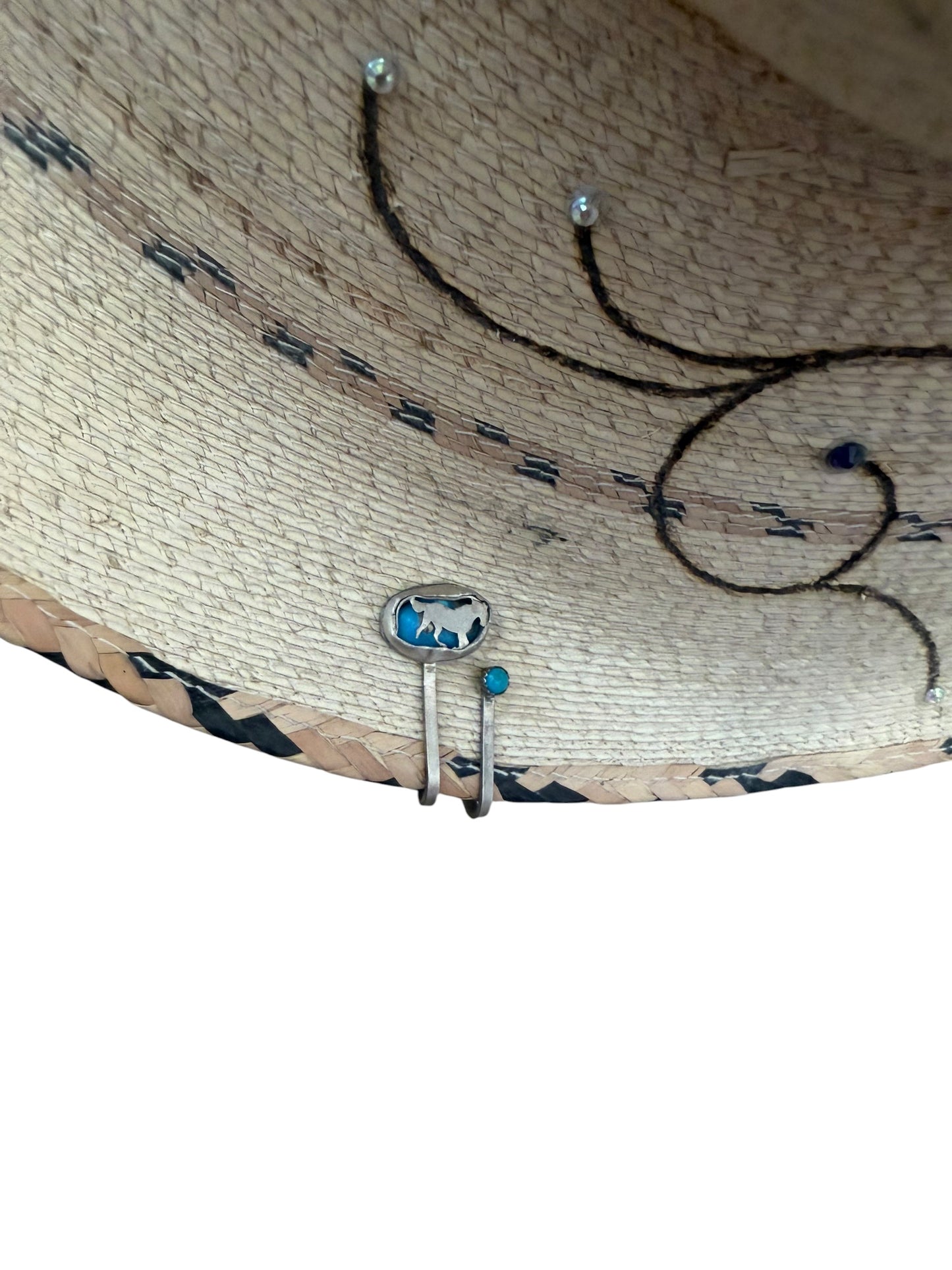 Sterling Silver & Kingman Turquoise horse Hat Brim Clip