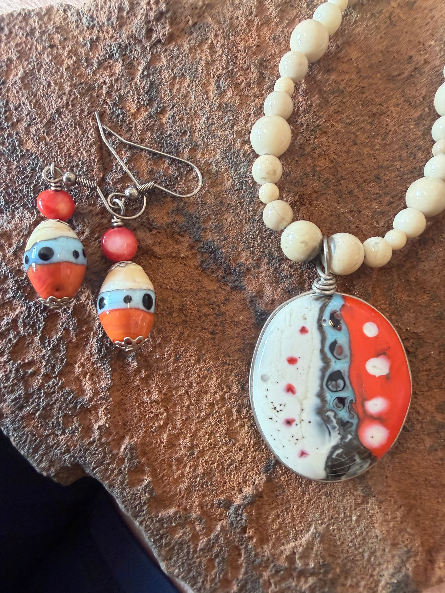 Lampwork necklace set, southwest theme