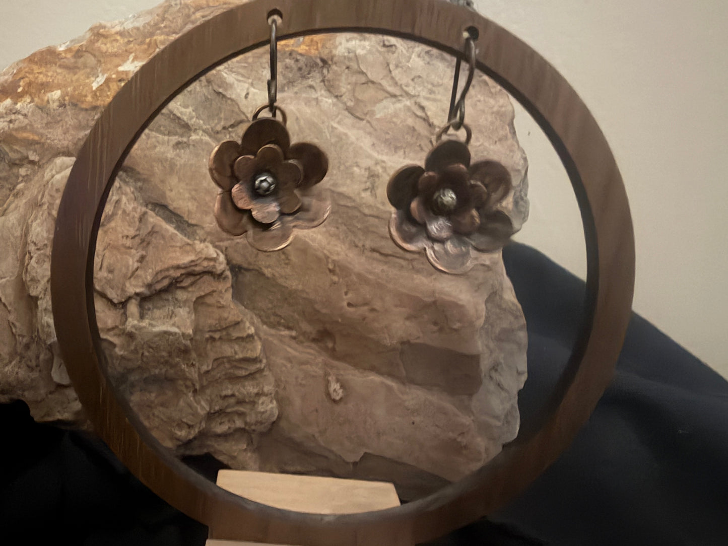 Hand Textured Copper Flower Earrings with Sterling silver stamping | 7/8” Artisan Earrings | niobium earwires | Handmade Western Jewelry (Copy)