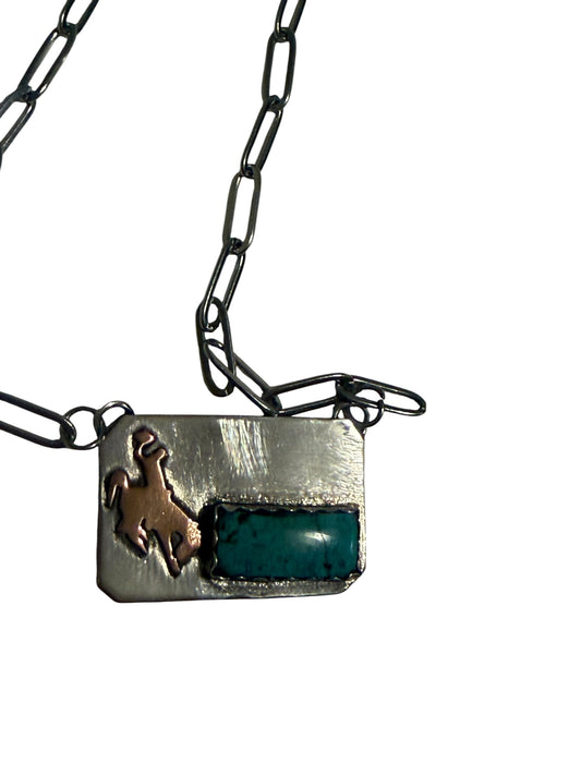 Bucking Horse with Blue Kingman Turquoise