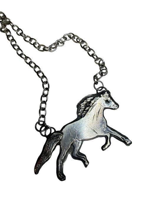 Horse necklace Running wild and free “B”