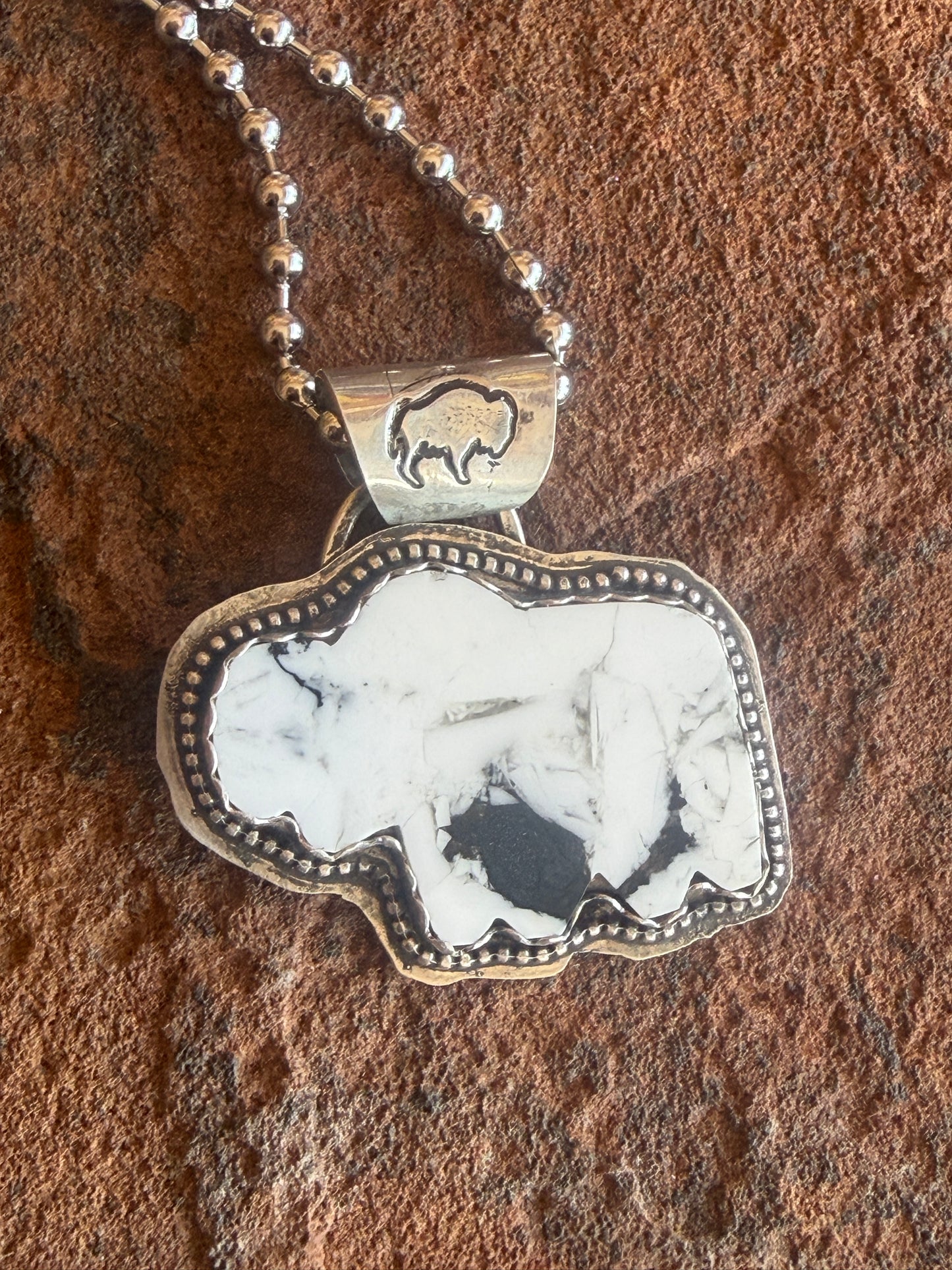 White Buffalo Statement Necklace | Handmade Sterling Silver