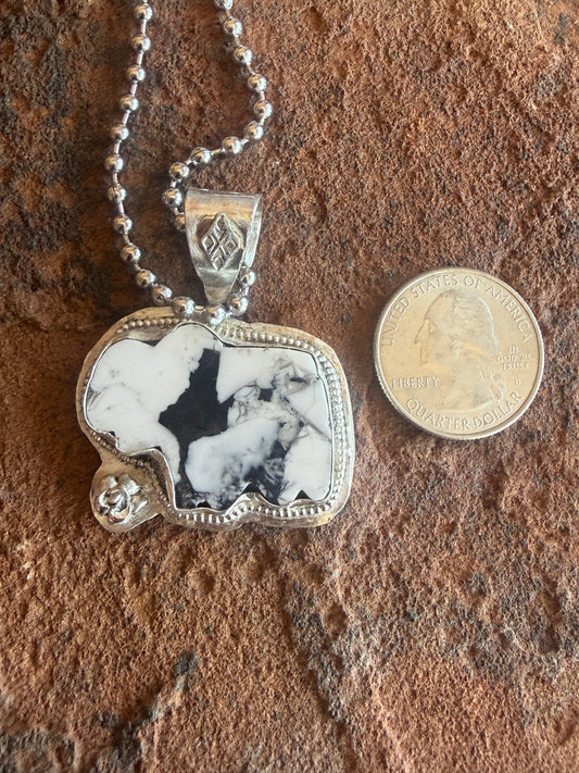 White Buffalo Statement Necklace | Handmade Sterling Silver
