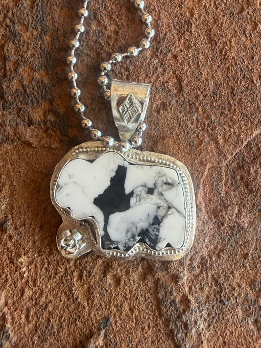 White Buffalo Statement Necklace | Handmade Sterling Silver