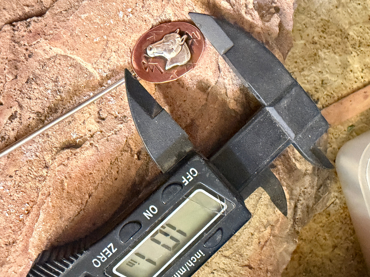 Cowboy Toothpick / Hat Pin — Sterling Silver & Copper

A little piece of the West, made to ride along.