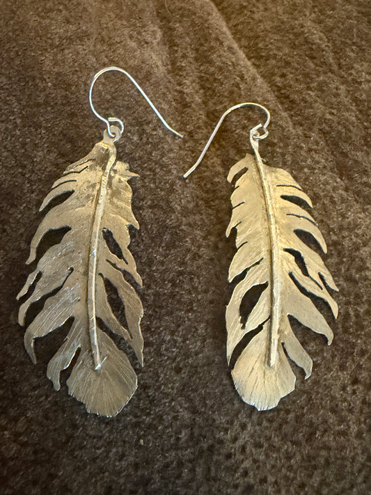 Handforged silver Feather earrings