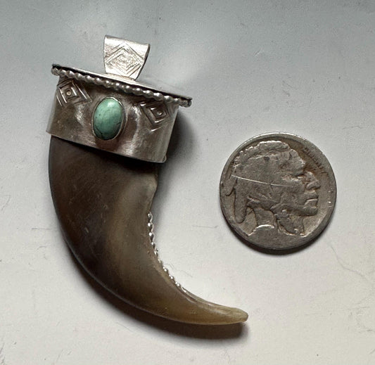 Bear Claw Pendant with kingman Turquoise