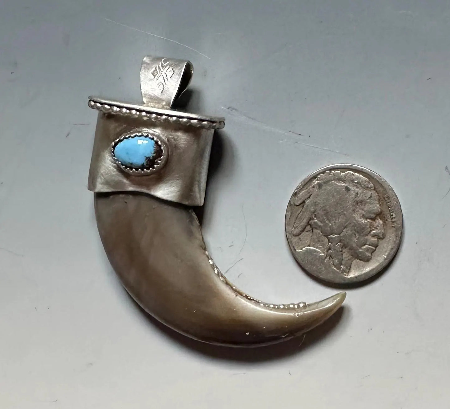 Bear Claw Pendant with golden hills Turquoise