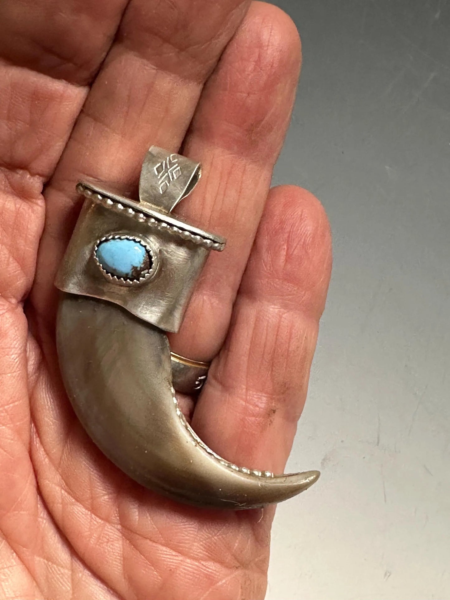 Bear Claw Pendant with golden hills Turquoise