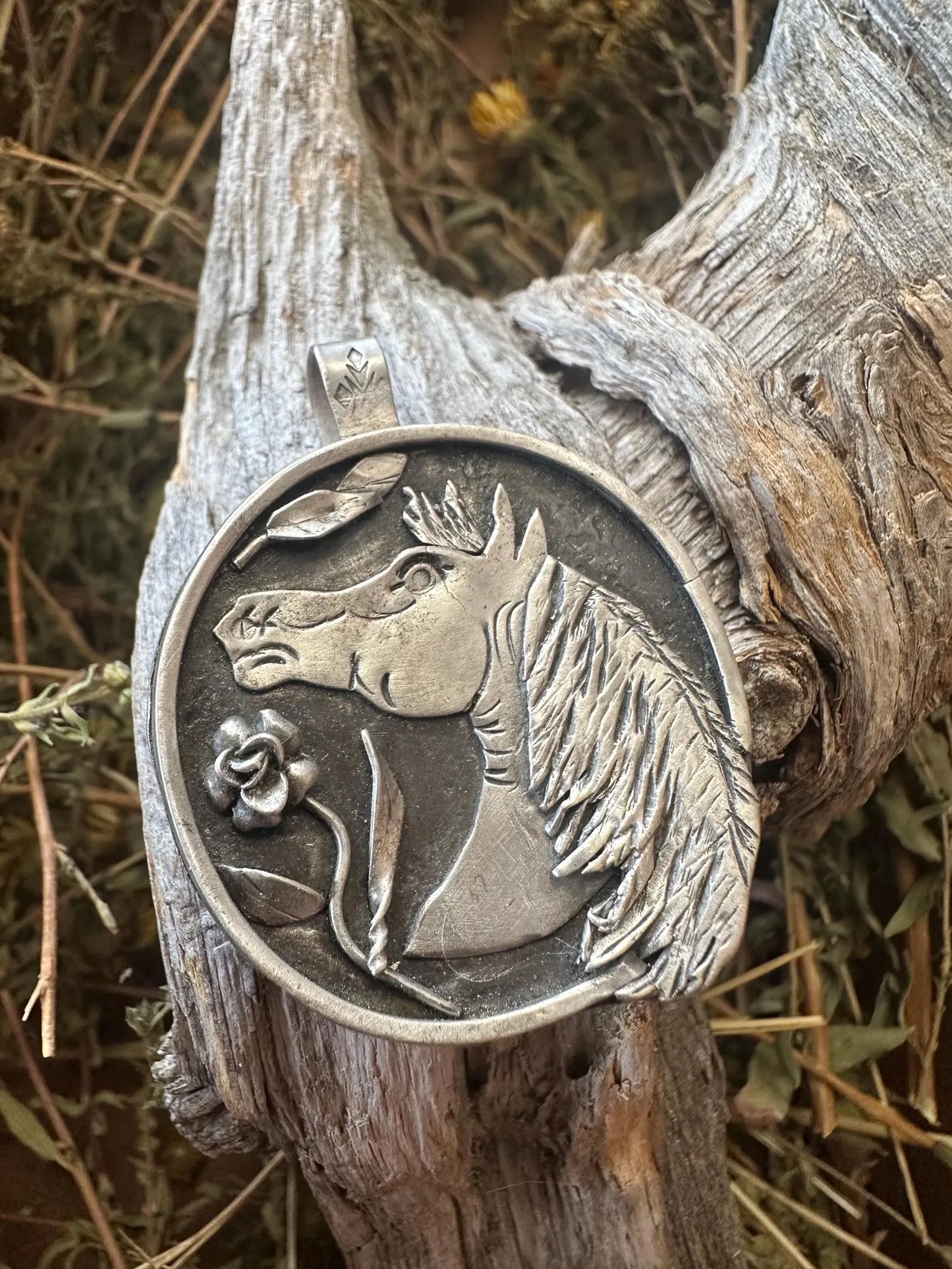 Hand-Forged Sterling Silver Horse Pendant, Western Equestrian Jewelry, Cowgirl Necklace, Handmade Wyoming Silversmith Gift