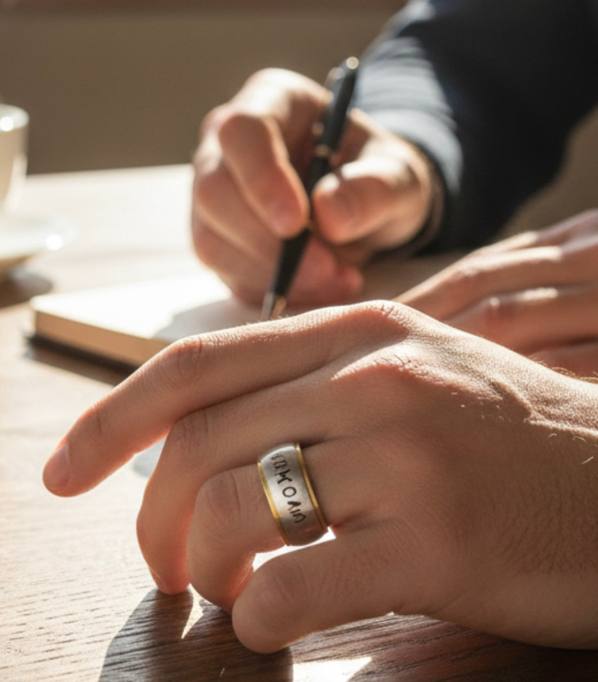 Wide band name ring 2-tone