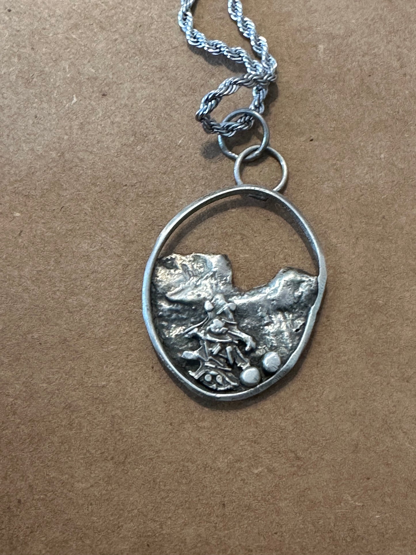 Sculpted Silver Mountain Necklace – Handcrafted Artisan Pendant in Sterling Silver