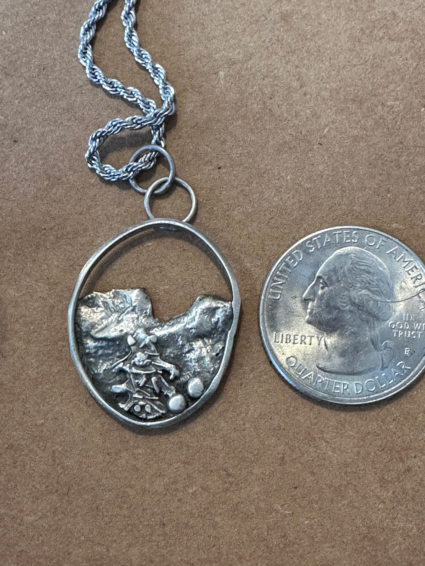 Sculpted Silver Mountain Necklace – Handcrafted Artisan Pendant in Sterling Silver