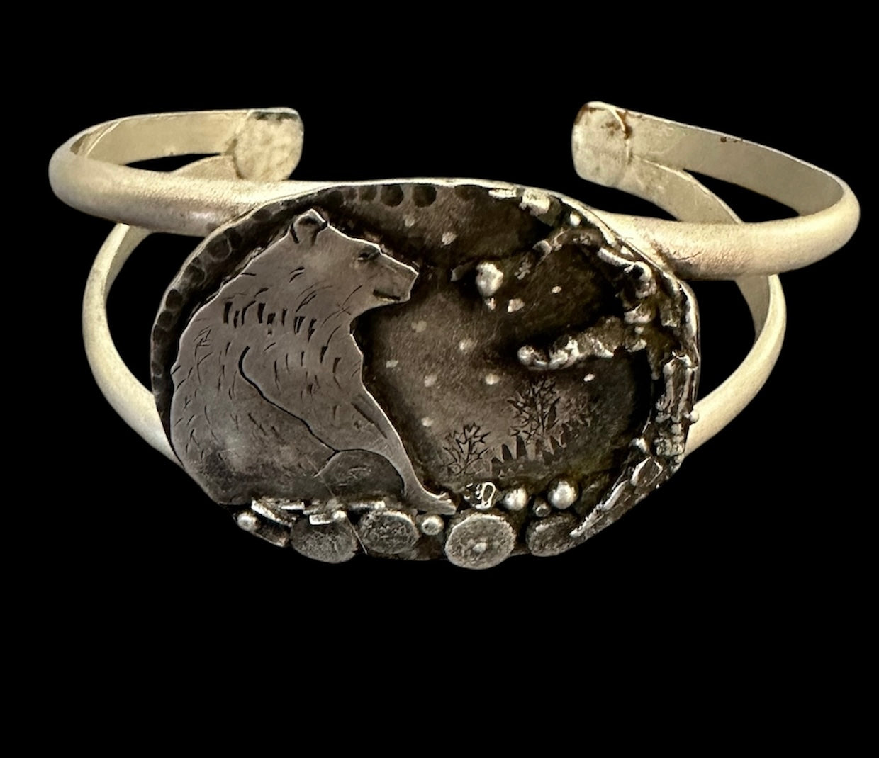 Hand-Forged Sterling Silver Bear Cuff,