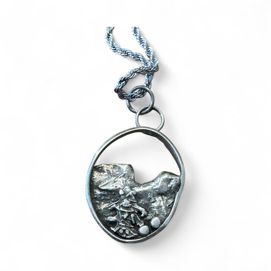 Sculpted Silver Mountain Necklace – Handcrafted Artisan Pendant in Sterling Silver