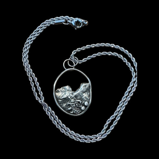 Sculpted Silver Mountain Necklace – Handcrafted Artisan Pendant in Sterling Silver