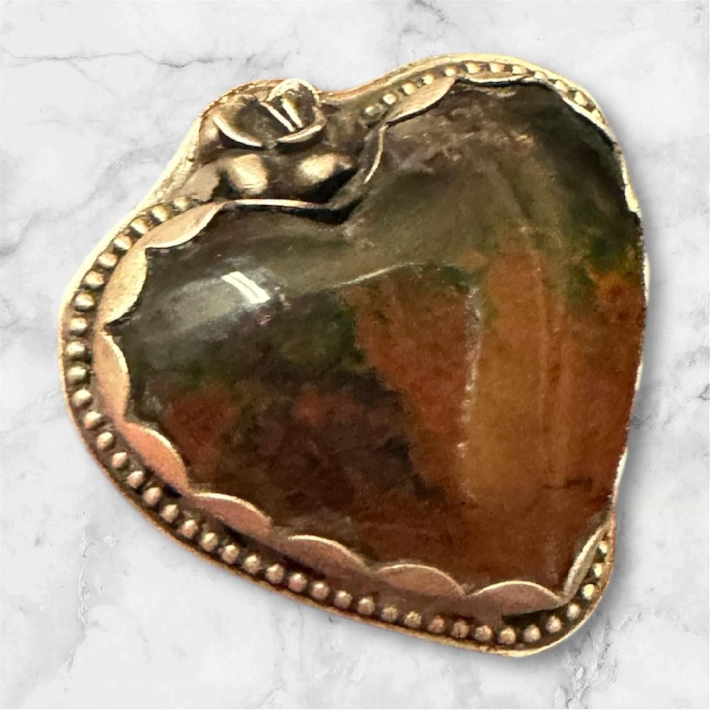 Flame Agate large heart statement ring. hand forged, hand made, big ass ring