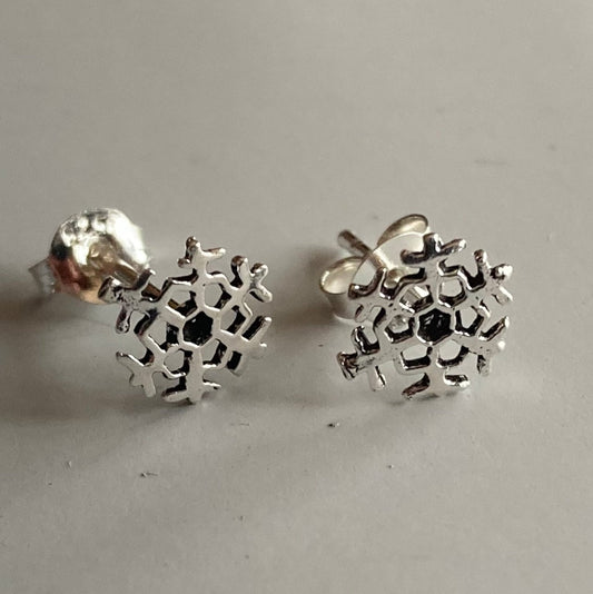 Snowflake sterling silver post earrings