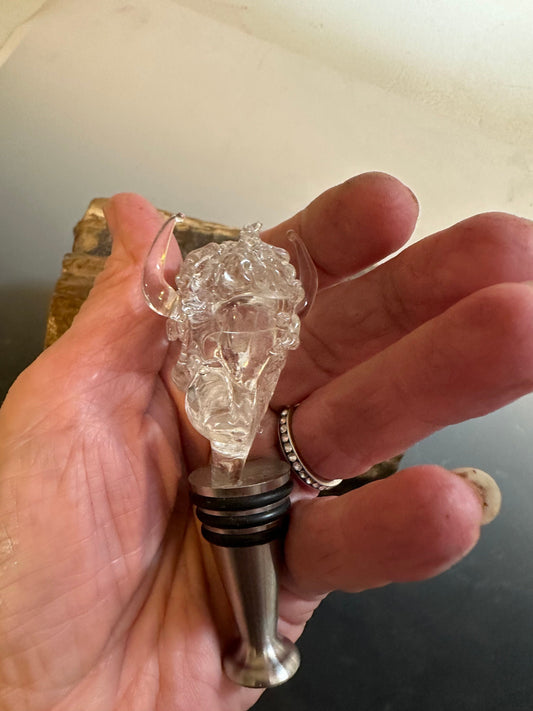 Glass Buffalo Head Wine bottle stopper