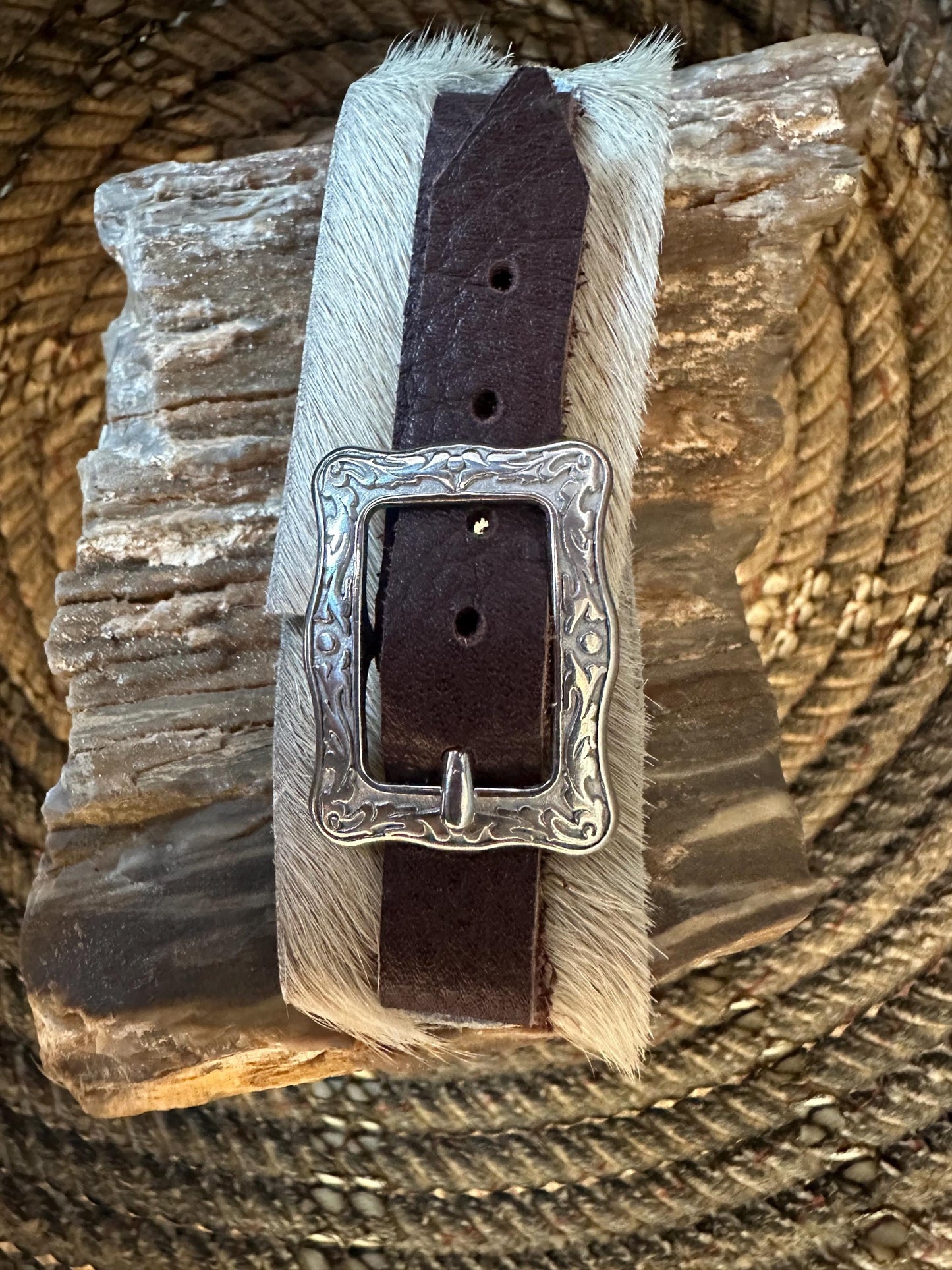 Wide rustic leaping fox in woods bi-metal cuff,  old west, handcrafted metalwork, western style closure