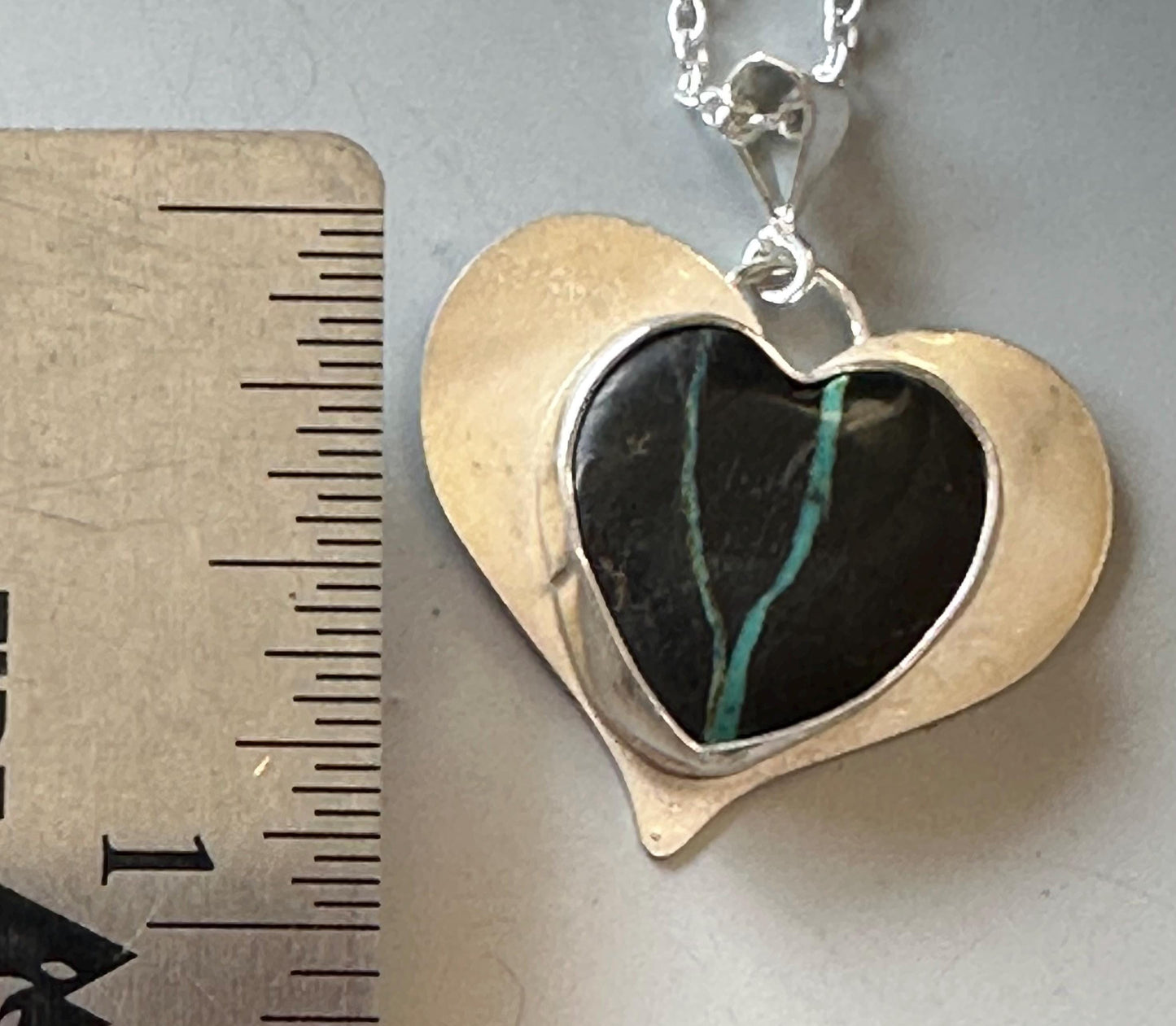 Blackjack turquoise heart sterling silver necklace