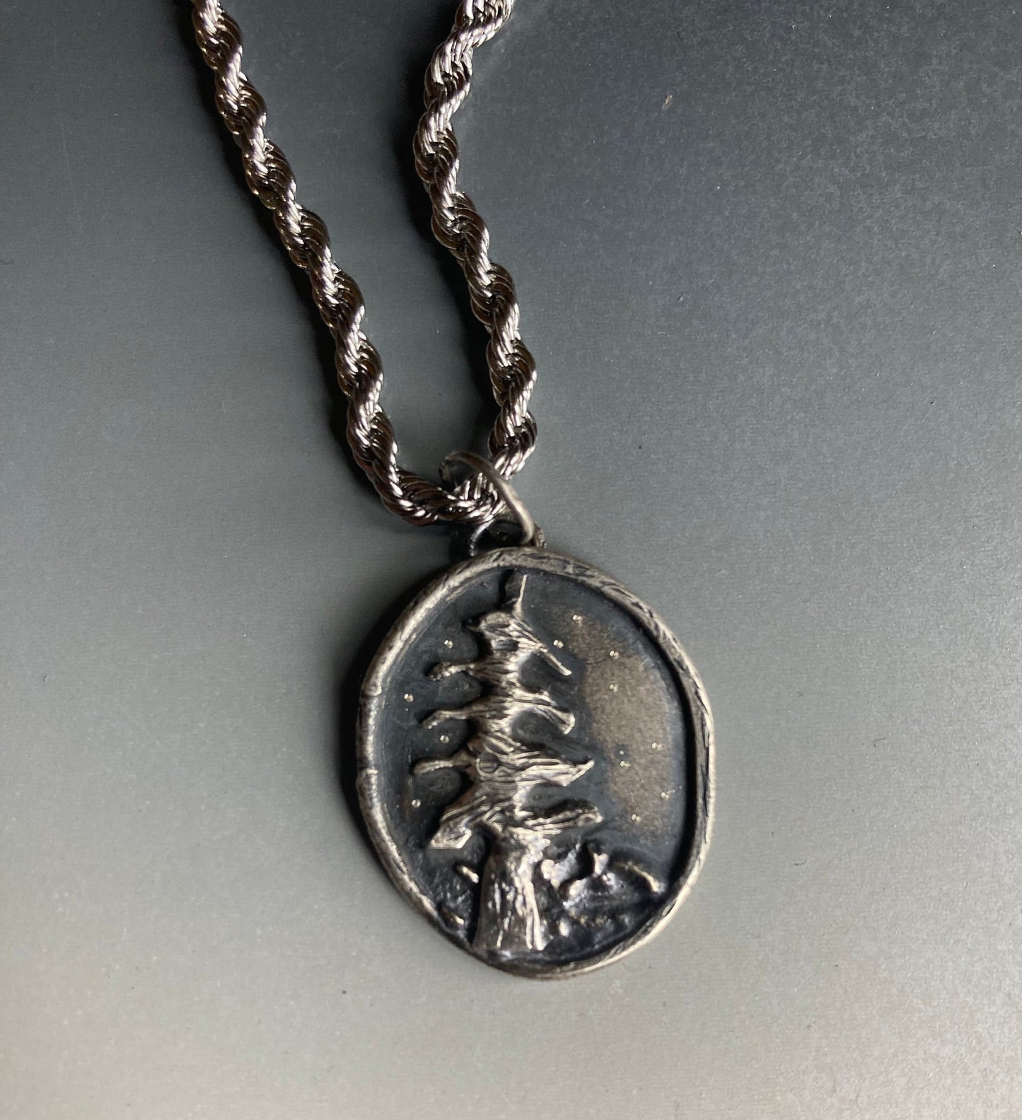 Molten tree, sterling silver necklace A