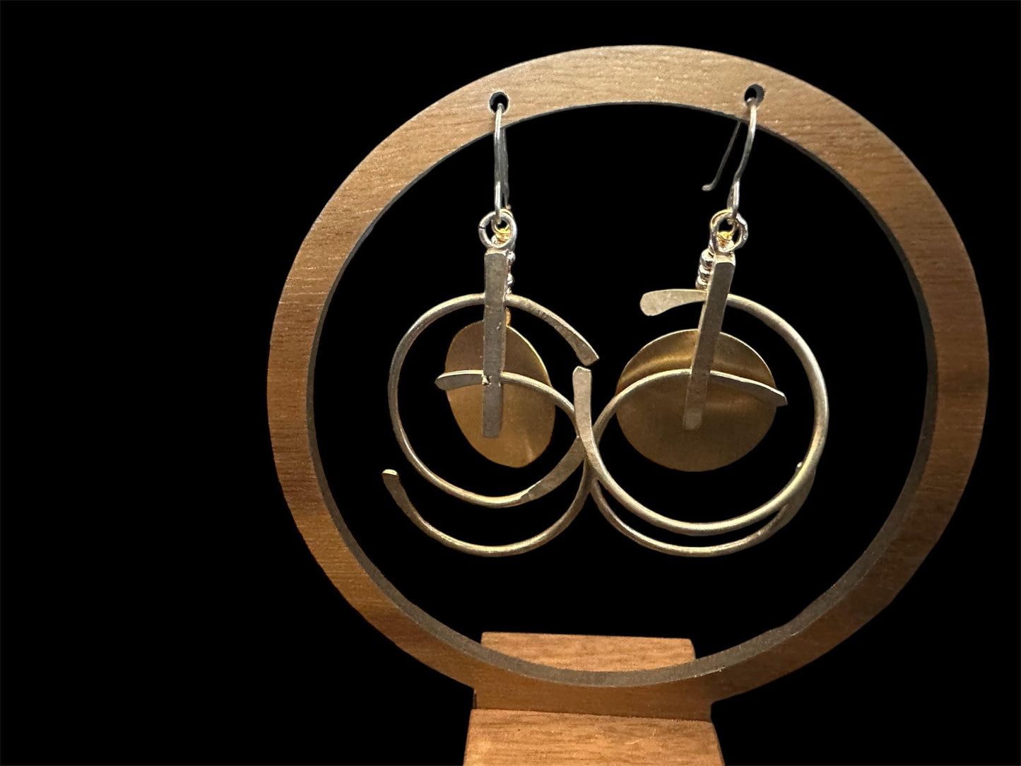 Hinged bi metal hoop earrings, statement earrings , kinetic earrings