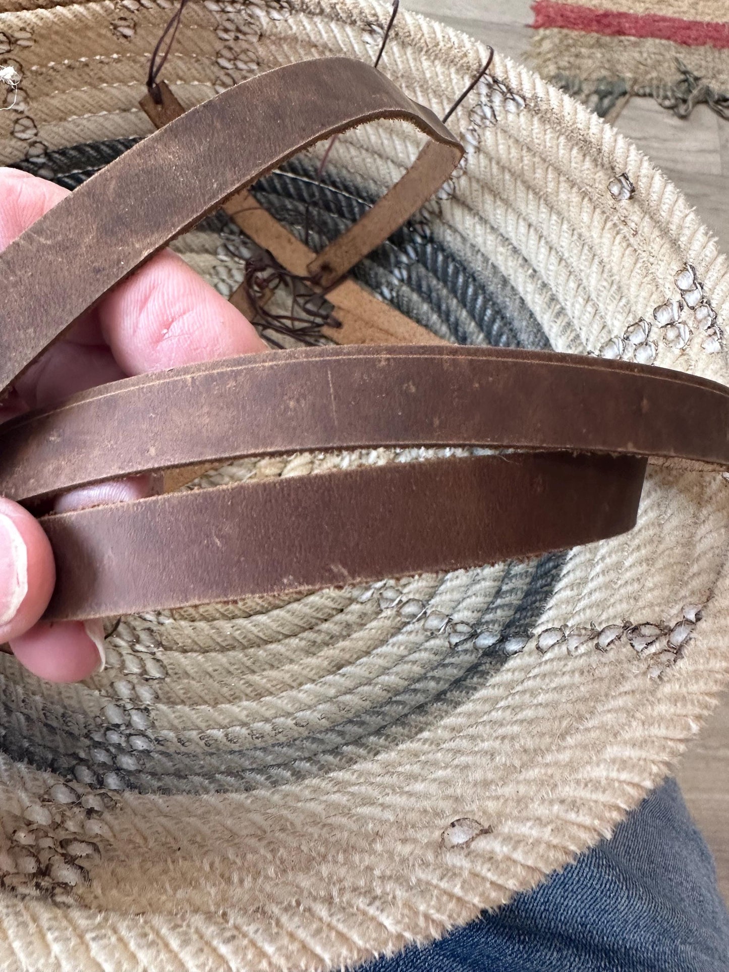 Distressed Leather hat band