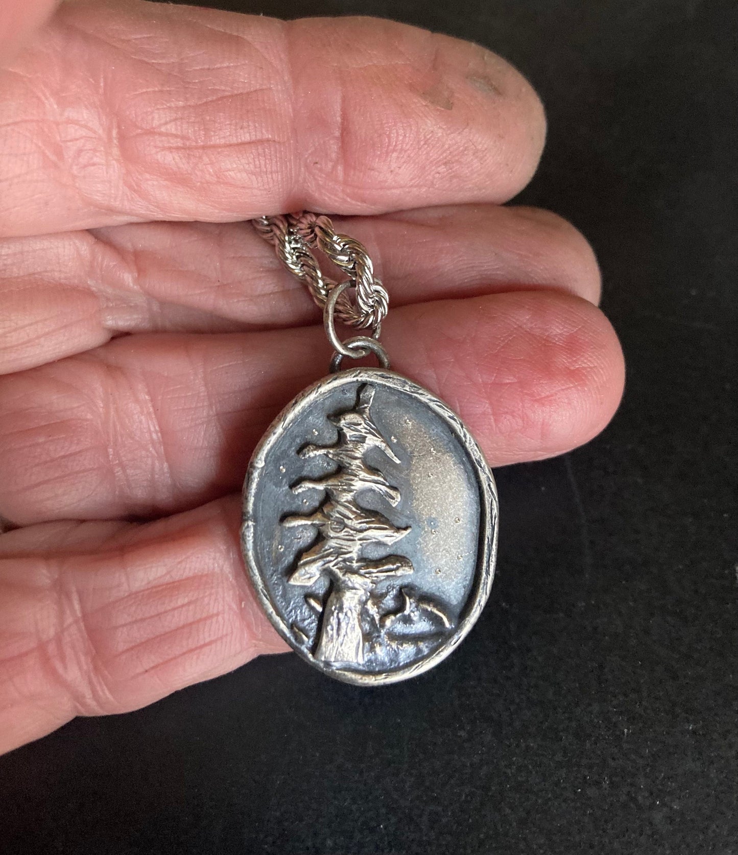 Molten tree, sterling silver necklace A