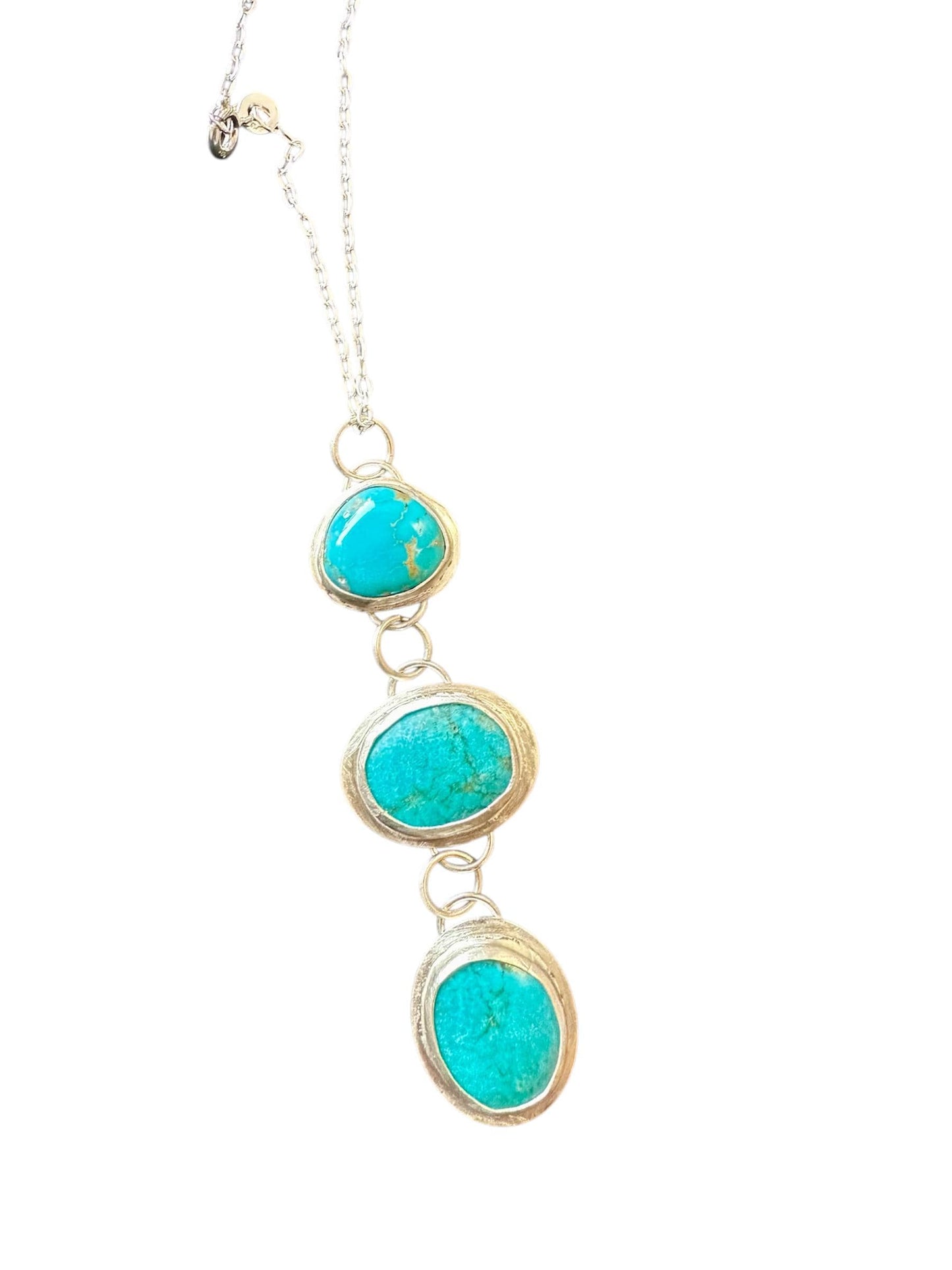 Triple turquoise drop lariat necklace, adjustable length, turquoise statement necklace, western jewelry, western style