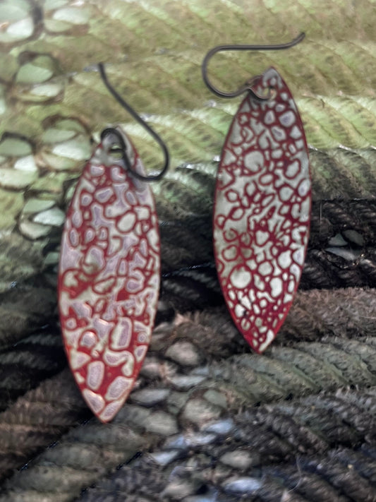 Enameled elipse earrings