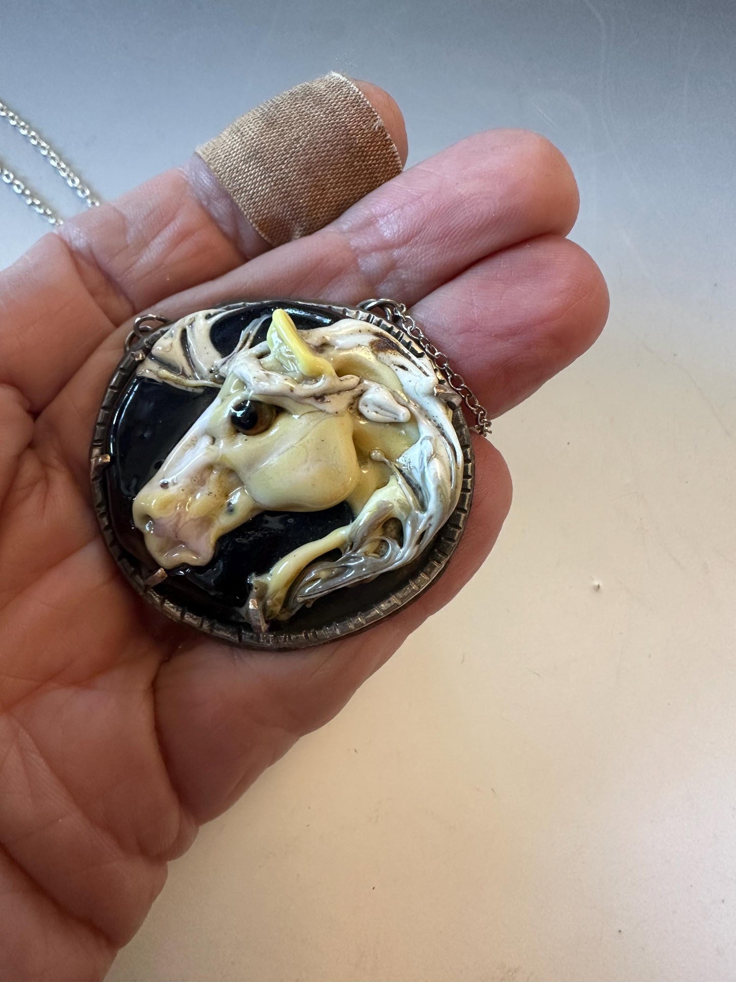 Palomino lampwork glass necklace, horseman jewelry, cowgirl necklace, cowgirl , horse lover, horse addict,horse, horse jewelry