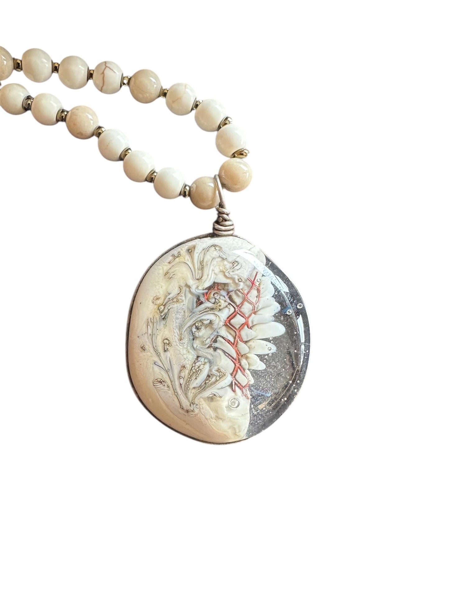 Ivory Chaos necklace, implosion, classic winter necklace, cream color